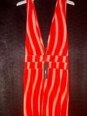 Fashion Nova Orange Combo Striped One-Piece